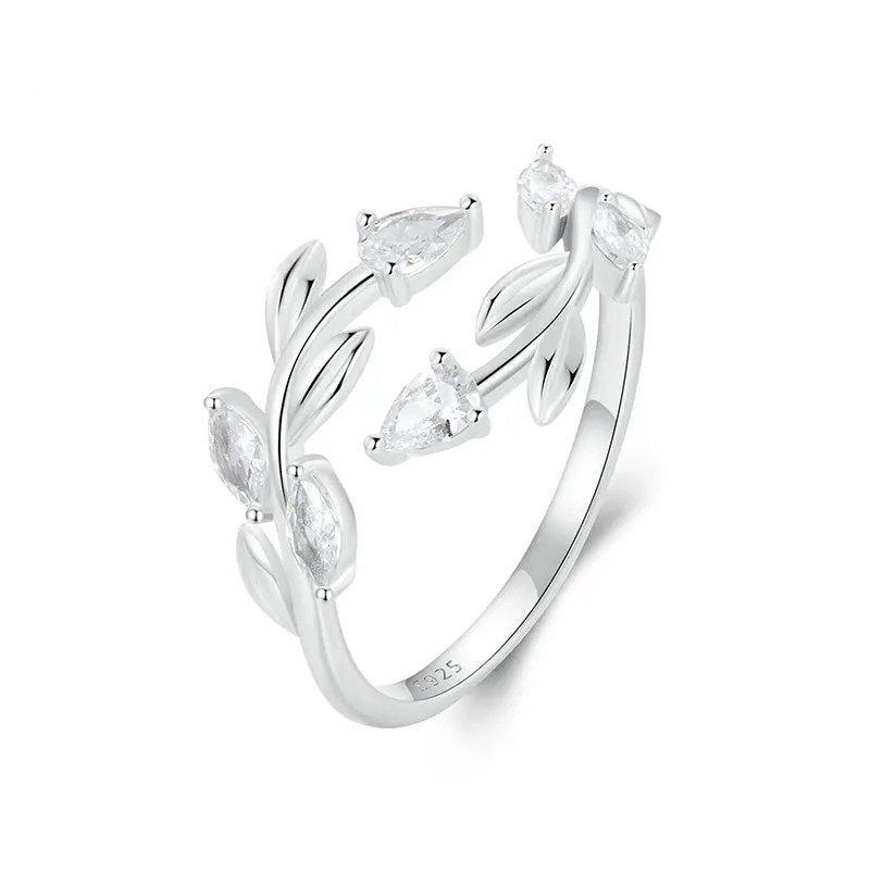 Simple Leaf Adjustable Ring Spark Leaves Statement