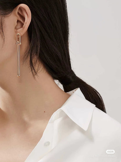 [Spark Jewels]HARDWEAR DOUBLE LONG LINK EARRINGS