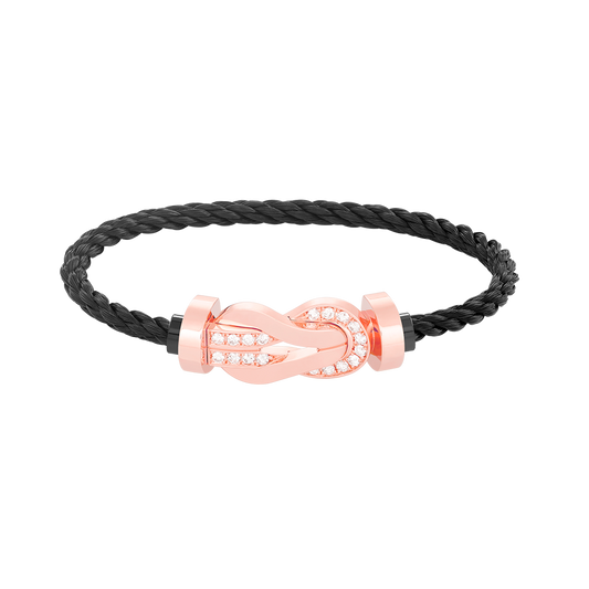 [⭐Aura]CHANCE LARGE 8 FIGURE BUCKLE HALF DIAMOND BRACELET ROSE GOLD