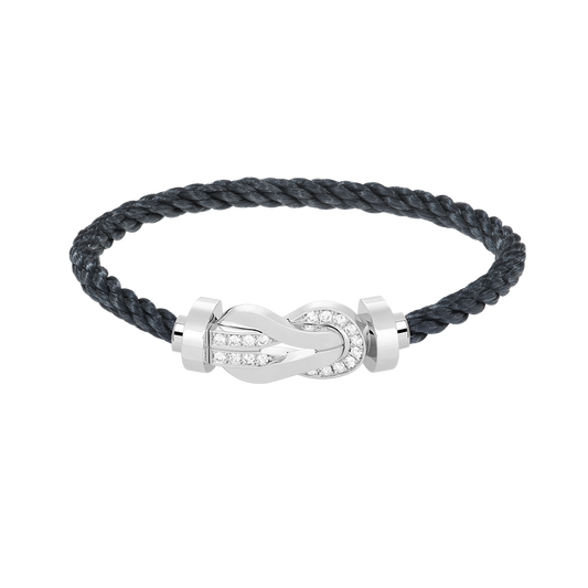 [⭐Aura]CHANCE LARGE 8 FIGURE BUCKLE HALF DIAMOND BRACELET SILVER