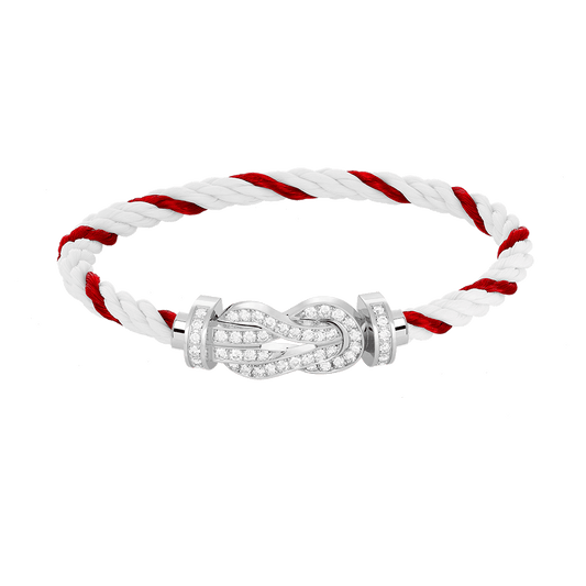 [⭐Aura]CHANCE LARGE 8 FIGURE BUCKLE FULL DIAMOND BRACELET SILVER