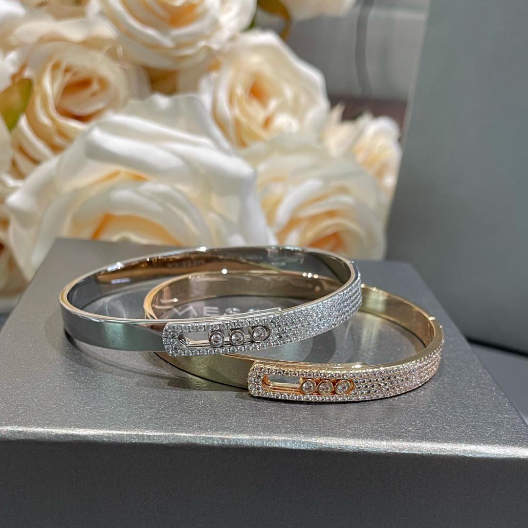 [⭐Aura]Move Noa Rose Gold Pavé Diamond Bangle Bracelet