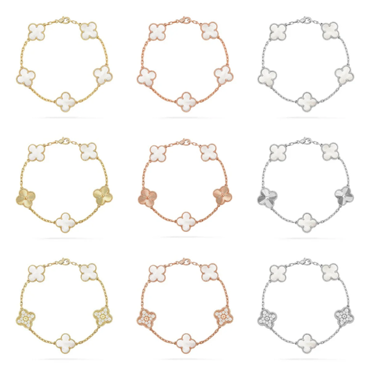 [⭐Aura]CLOVER WHITE PEARL MOP 5 MOTIF BRACELET COLLECTION