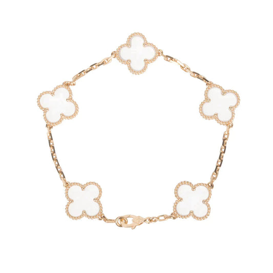 [⭐Aura]CLOVER 5 MOTIF ROCK CRYSTAL BRACELET
