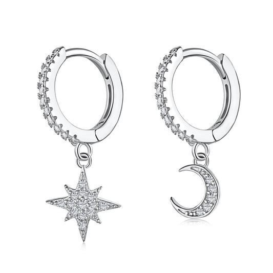[Tonmkive Jewelry]Star and Moon Asymmetric Earrings