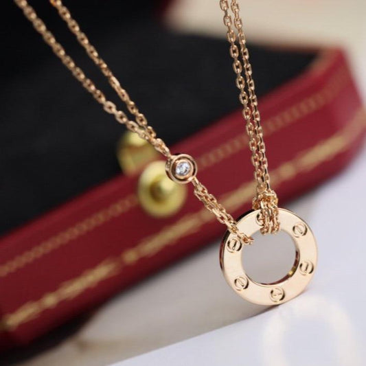 [⭐Aura]LOVE NECKLACE ADJUSTABLE ROSE GOLD 2 DIAMOND