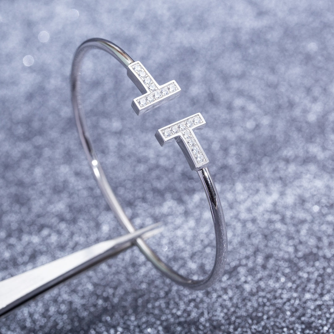 [Spark Jewels]T BRACELET 1.8MM DIAMOND SILVER