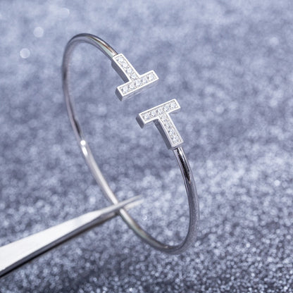 [Spark Jewels]T BRACELET 1.8MM DIAMOND SILVER