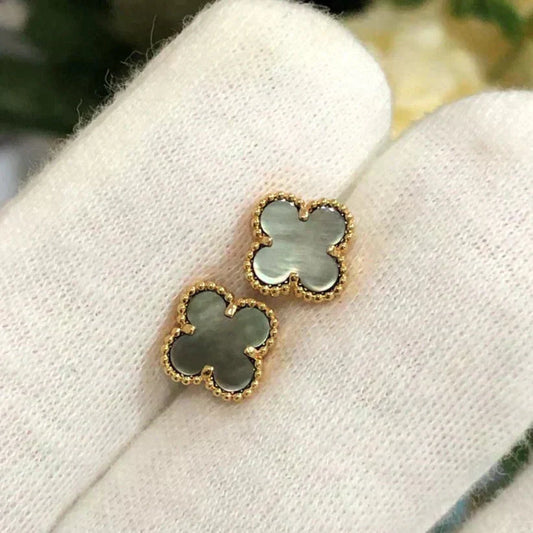 [⭐Aura]CLOVER MINI 9.5MM GRAY MOP EARRINGS