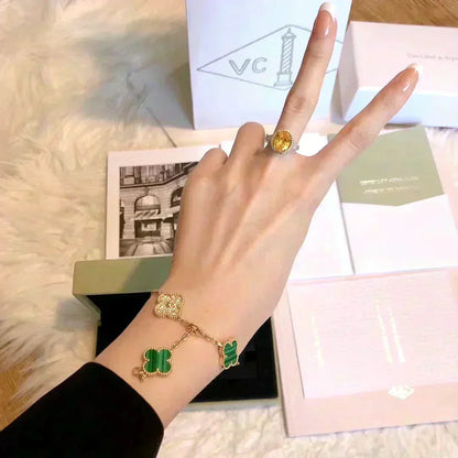 [⭐Spark] CLOVER 5 MOTIF MALACHITE BRACELET COLLECTION