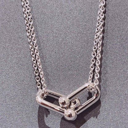 [Spark Jewels]HARDWEAR DOUBLE LINK PEDANT SILVER NECKLACE