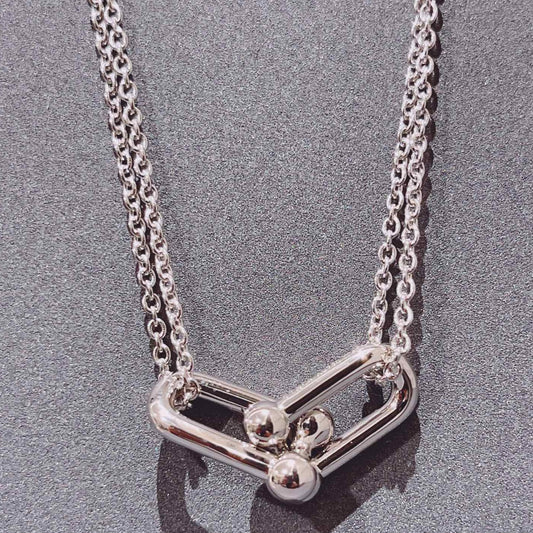 [Spark Jewels]HARDWEAR DOUBLE LINK PEDANT SILVER NECKLACE