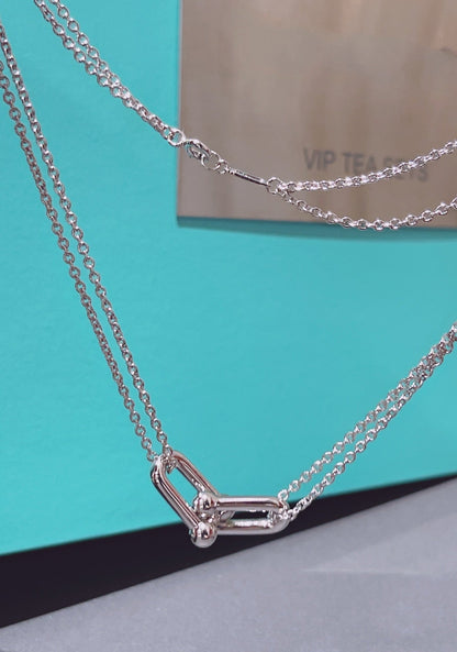 [Spark Jewels]HARDWEAR DOUBLE LINK PEDANT SILVER NECKLACE