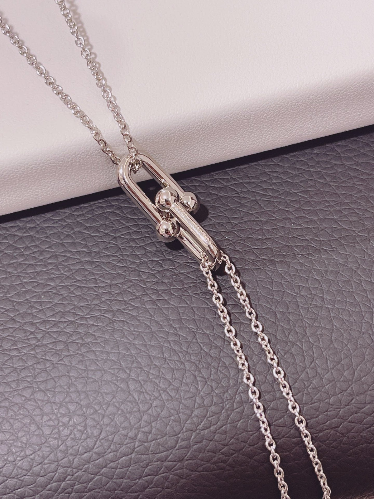 [Spark Jewels]HARDWEAR DOUBLE LINK PEDANT SILVER NECKLACE