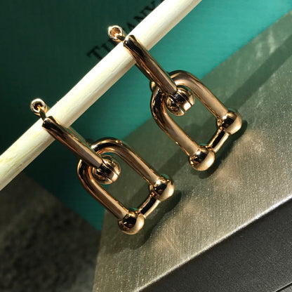 [Spark Jewels]HARDWARE DROP EARRINGS DOUBLE LINK