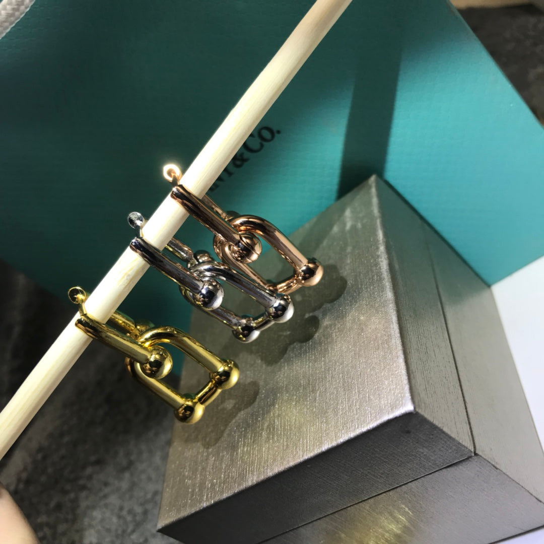 [Spark Jewels]HARDWARE DROP EARRINGS DOUBLE LINK