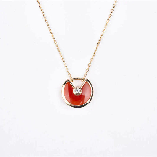[⭐Aura]AMULETTE GOLD CARNELIAN ONYX NECKLACE