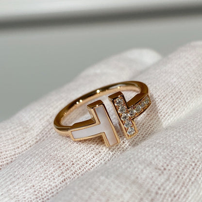 [Spark Jewels]T WIRE MOP DIAMOND RING PINK GOLD