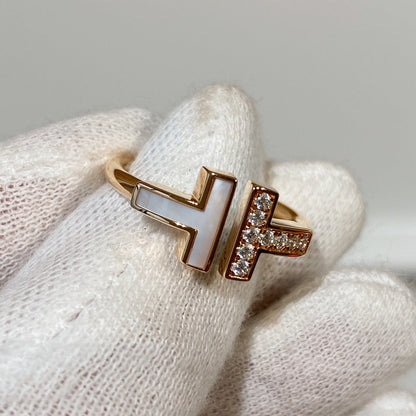 [Spark Jewels]T WIRE MOP DIAMOND RING PINK GOLD