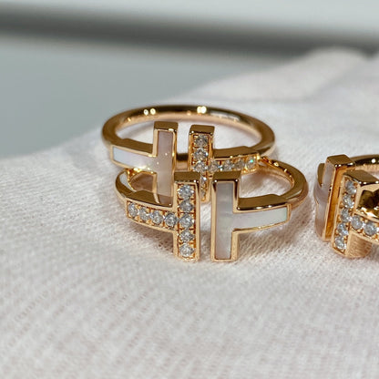 [Spark Jewels]T WIRE MOP DIAMOND RING PINK GOLD