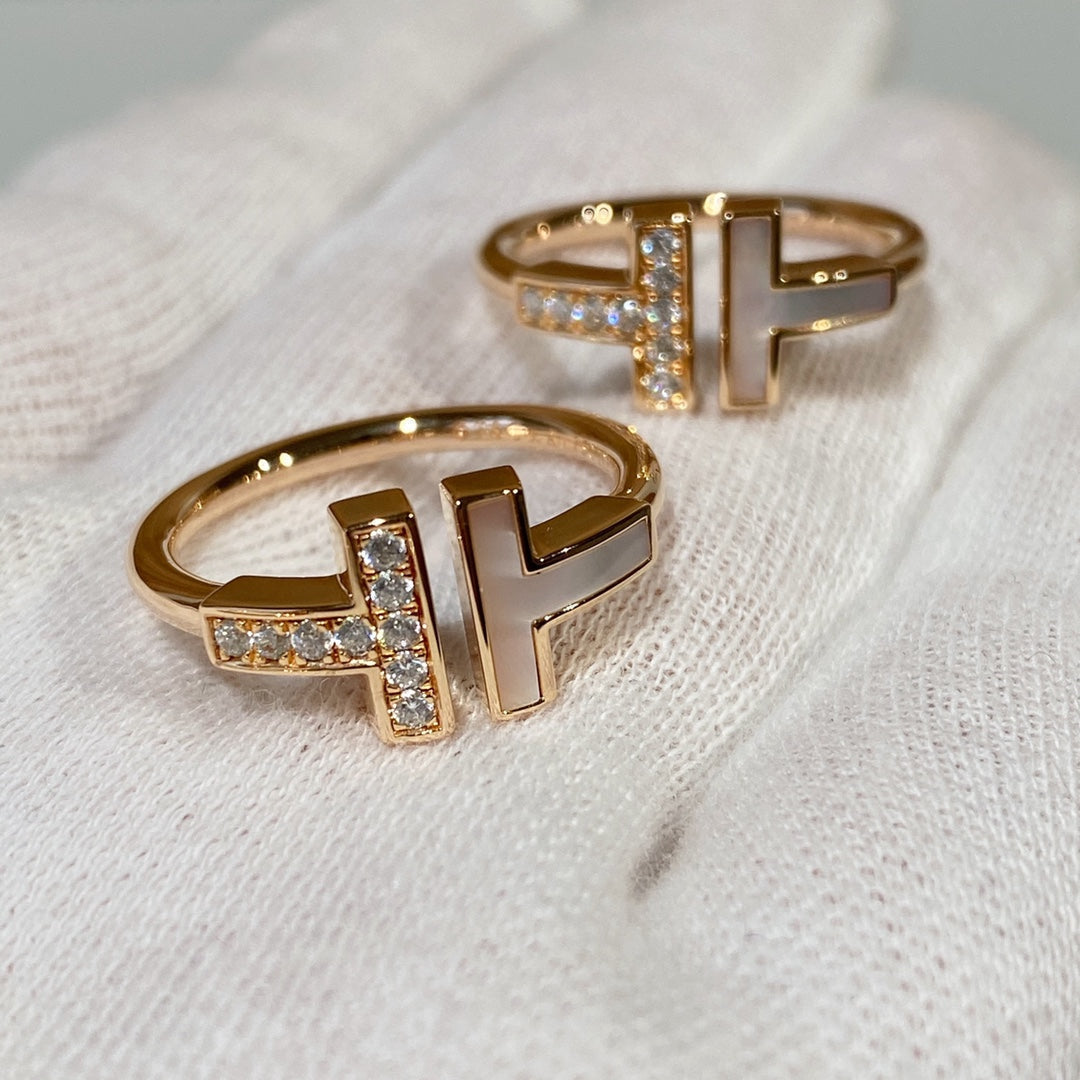 [Spark Jewels]T WIRE MOP DIAMOND RING PINK GOLD