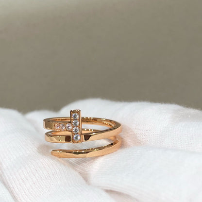 [Spark Jewels]T WIRE DOUBLE ROWS RING PINK GOLD