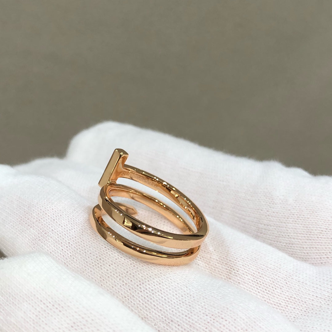 [Spark Jewels]T WIRE DOUBLE ROWS RING PINK GOLD