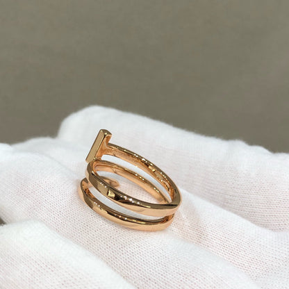 [Spark Jewels]T WIRE DOUBLE ROWS RING PINK GOLD