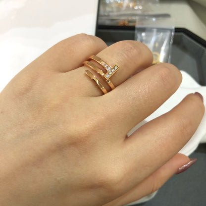 [Spark Jewels]T WIRE DOUBLE ROWS RING PINK GOLD