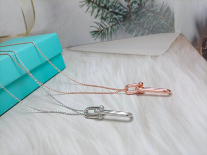 [Spark Jewels]HARDWEAR DROP DOUBLE LINK PEDANT NECKLACE