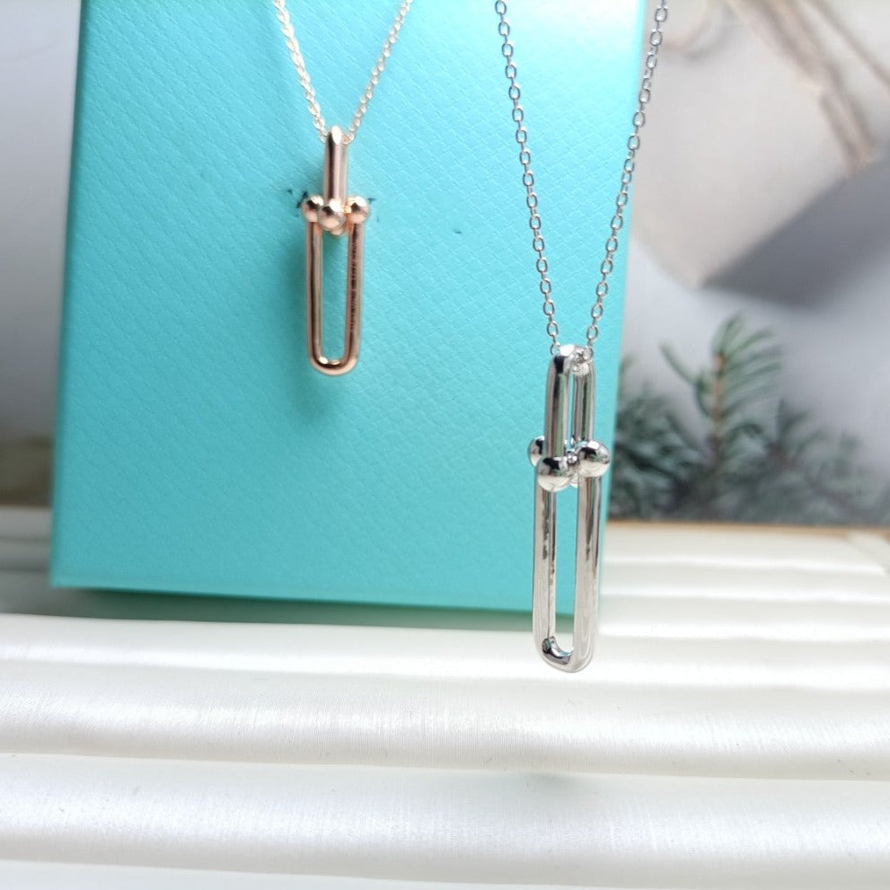 [Spark Jewels]HARDWEAR DROP DOUBLE LINK PEDANT NECKLACE