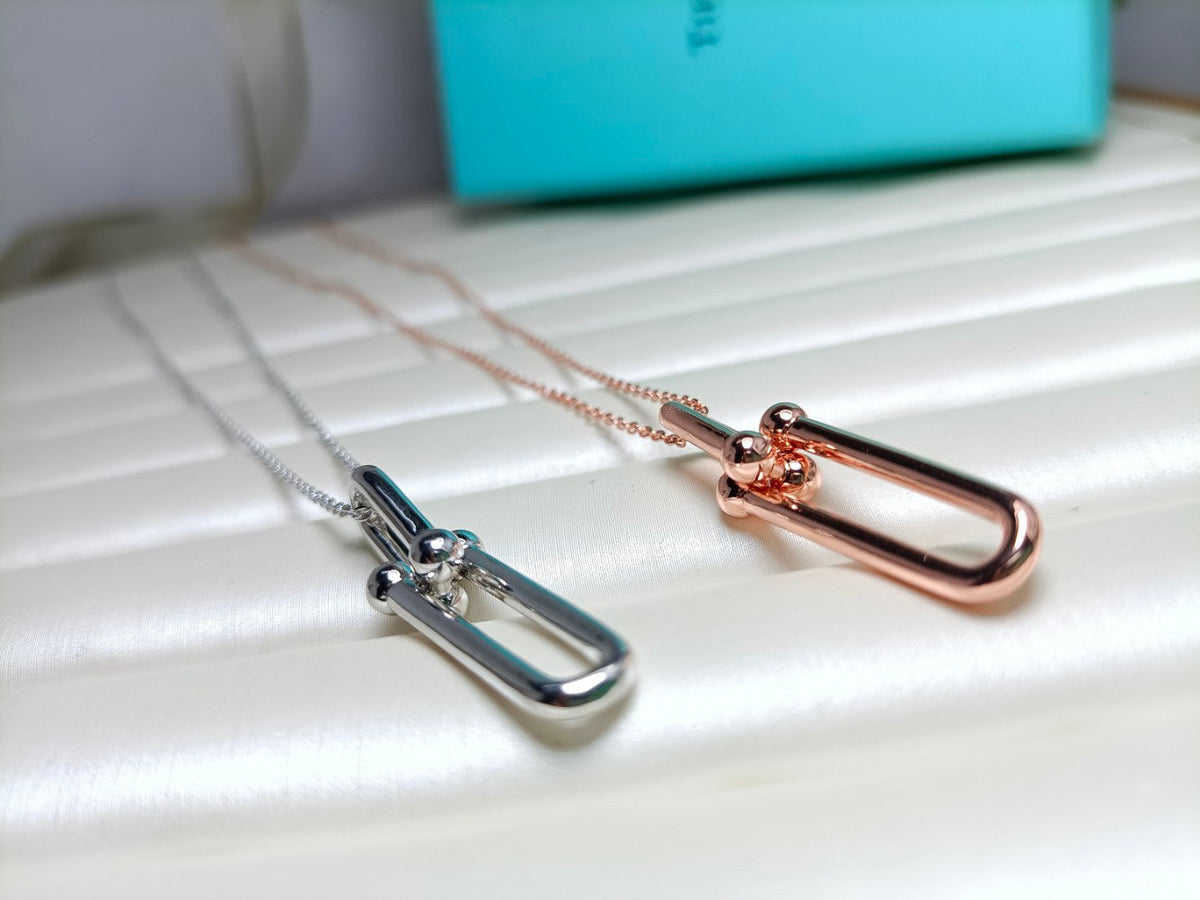 [Spark Jewels]HARDWEAR DROP DOUBLE LINK PEDANT NECKLACE