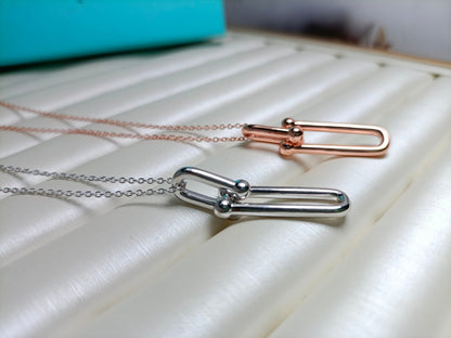 [Spark Jewels]HARDWEAR DROP DOUBLE LINK PEDANT NECKLACE