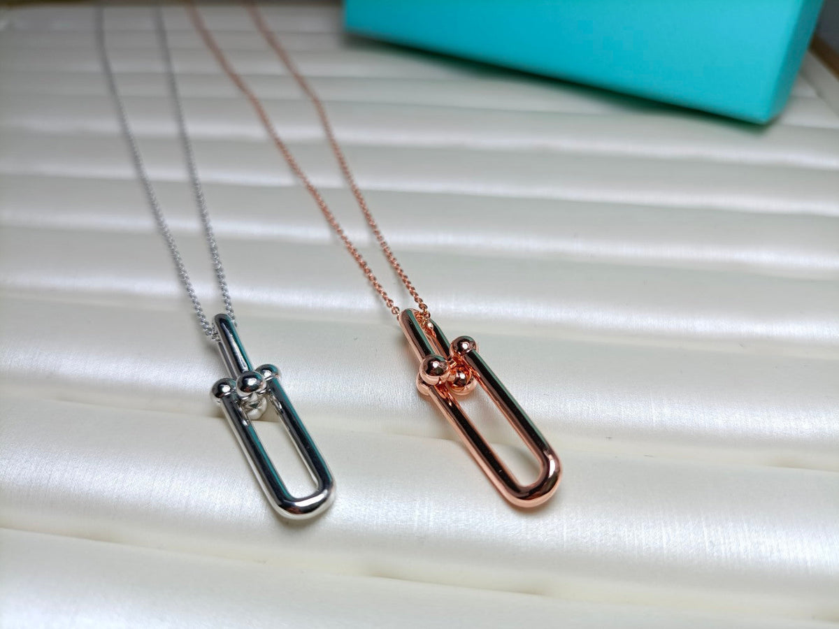 [Spark Jewels]HARDWEAR DROP DOUBLE LINK PEDANT NECKLACE