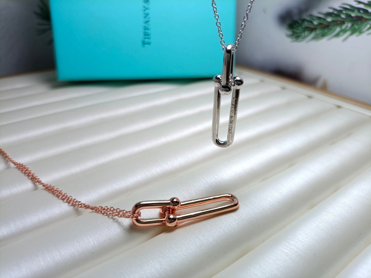 [Spark Jewels]HARDWEAR DROP DOUBLE LINK PEDANT NECKLACE