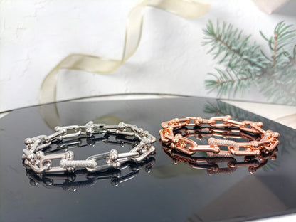 [Spark Jewels]HARDWEAR BRACELET PINK GOLD AND SILVER DIAMOND