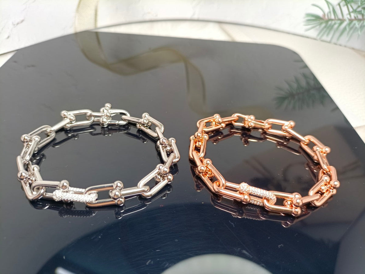 [Spark Jewels]HARDWEAR BRACELET PINK GOLD AND SILVER DIAMOND