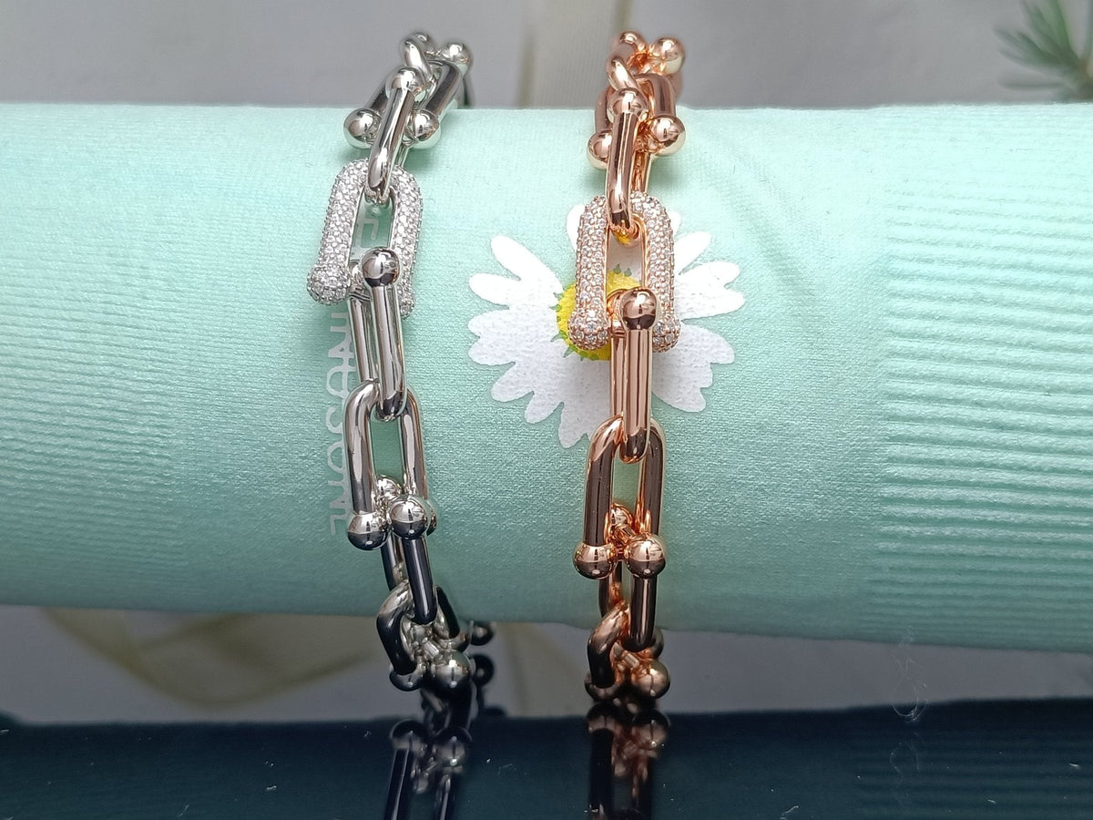 [Spark Jewels]HARDWEAR BRACELET PINK GOLD AND SILVER DIAMOND