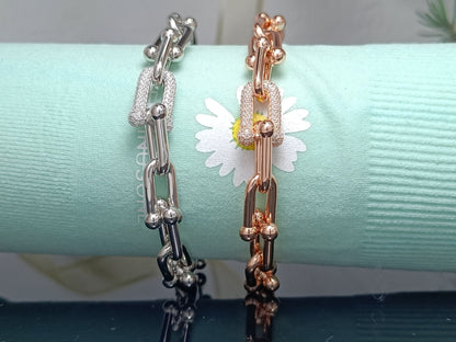 [Spark Jewels]HARDWEAR BRACELET PINK GOLD AND SILVER DIAMOND