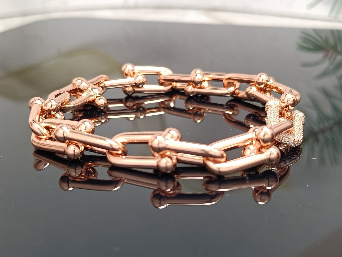 [Spark Jewels]HARDWEAR BRACELET PINK GOLD AND SILVER DIAMOND