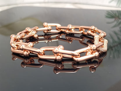 [Spark Jewels]HARDWEAR BRACELET PINK GOLD AND SILVER DIAMOND
