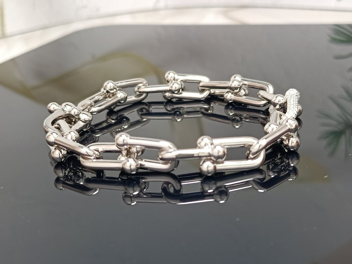 [Spark Jewels]HARDWEAR BRACELET PINK GOLD AND SILVER DIAMOND