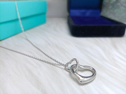 [Spark Jewels]DOUBLE HEART SILVER NECKLACE