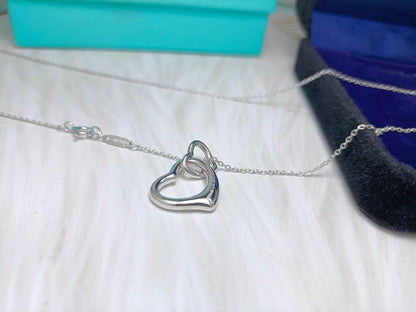 [Spark Jewels]DOUBLE HEART SILVER NECKLACE