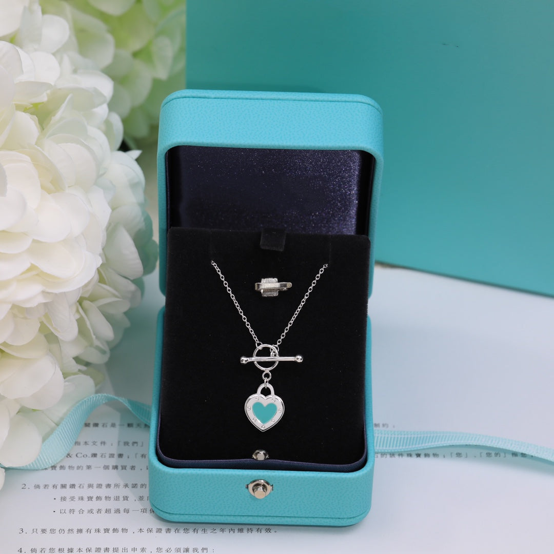 [Spark Jewels]DOUBLE HEART BLUE NECKLACE