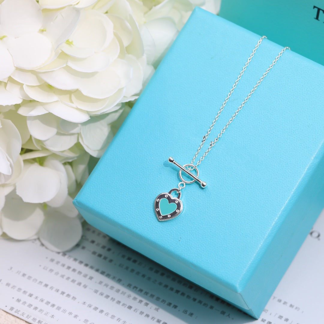 [Spark Jewels]DOUBLE HEART BLUE NECKLACE