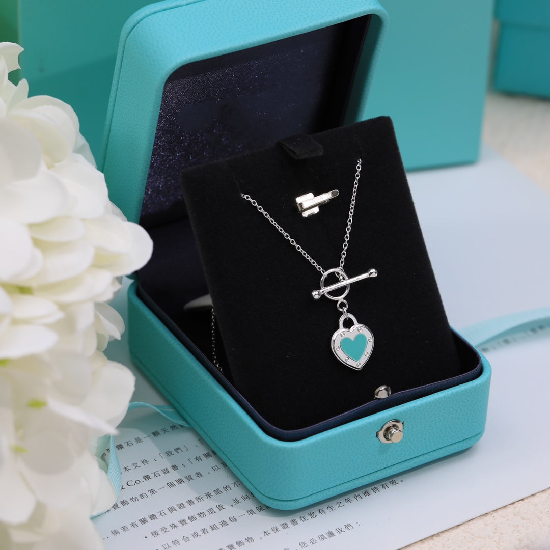 [Spark Jewels]DOUBLE HEART BLUE NECKLACE