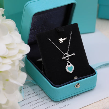 [Spark Jewels]DOUBLE HEART BLUE NECKLACE