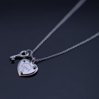 [Spark Jewels]KEY AND HEART SILVER NECKLACE