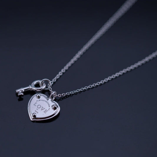 [Spark Jewels]KEY AND HEART SILVER NECKLACE